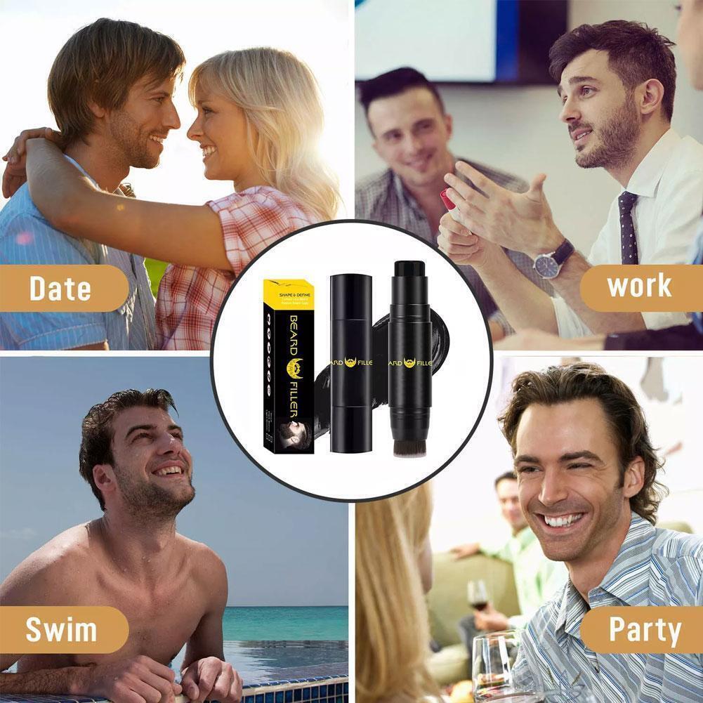 2 in 1 Beard Filling Stick - Natural Long Lasting Waterproof Black